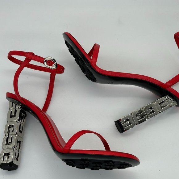 GIVENCHY 105 G Cube Monogram Signature Logo Heels Leather Sandals Shoes - Picture 12 of 16